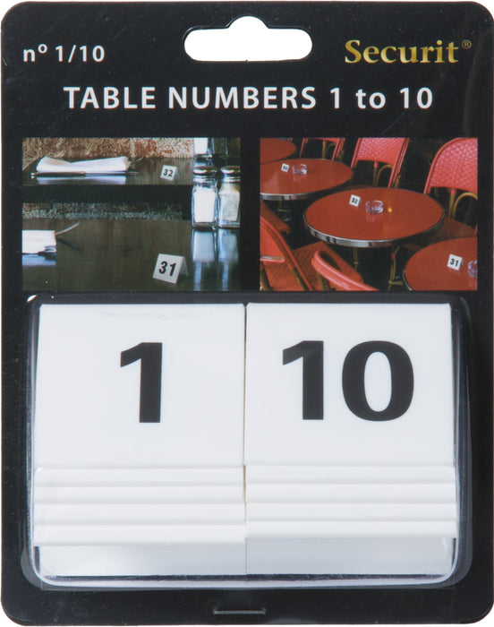 Securit Table Numbers 1-10 White 5.2 x 4.5 x 5.2 cm Pack of 10