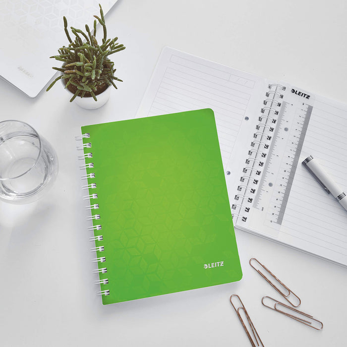 LEITZ Wow Wirebound Notebook A5 Ruled Green