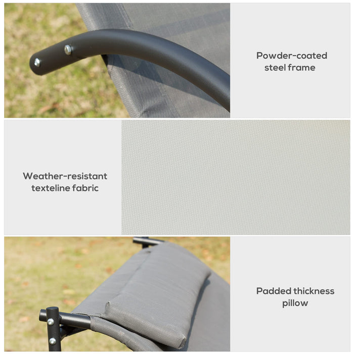 OutSunny Lounge Chair Metal, Textilene fabrics Grey 1,400 x 2,000 x 360 mm