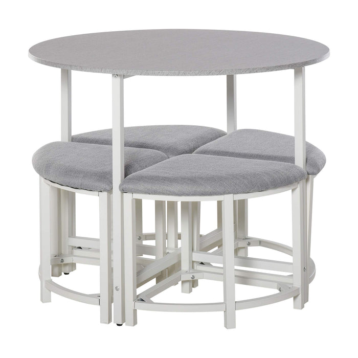 HOMCOM Dining Table Set and Stools Grey