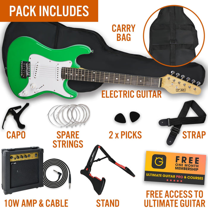 3rd Avenue 3/4 Electric Guitar Set Green