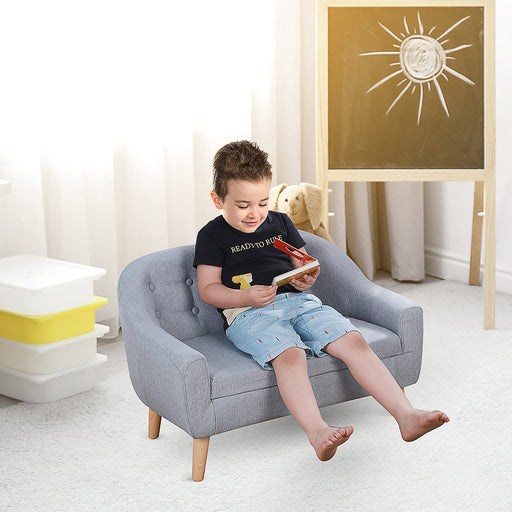 HOMCOM Kids Sofa 310-028GY Polyester Fiber, Wood, Sponge, PP 51 (W) x 76 (D) x 53.5 (H) mm Grey