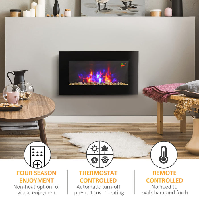 HOMCOM Electric Fireplace Glass, Metal UK