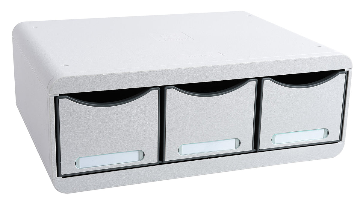 Exacompta Drawer Unit with 3 Drawers Toolbox Maxi Plastic Light Grey 35.5 x 27 x 13.5 cm