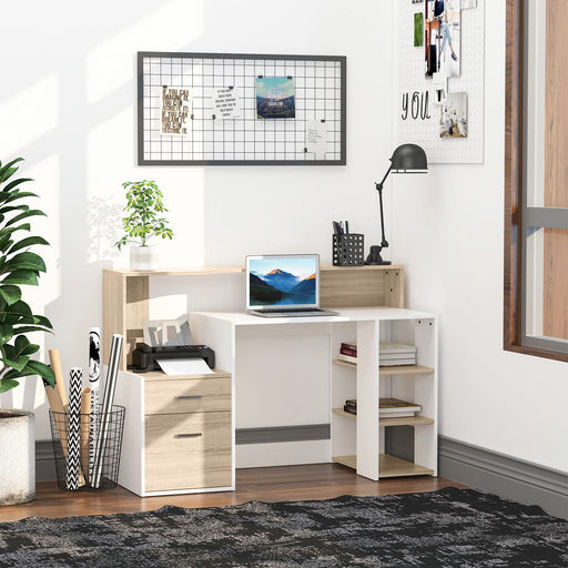 HOMCOM Desk with Shelves x 1370 x 550 mm Oak