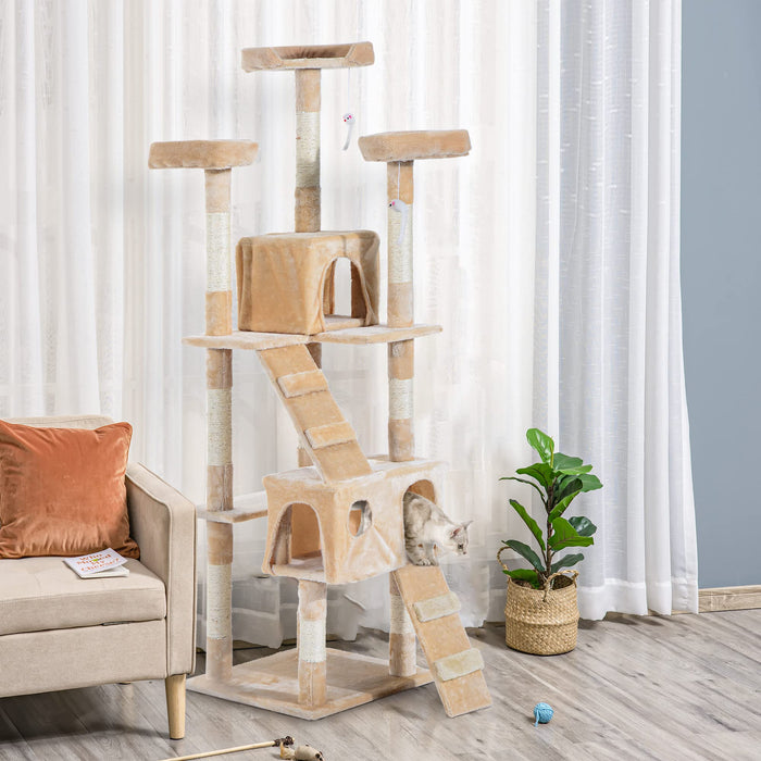 PawHut Cat Tree Cream 500 mm x 500 mm x 1700 mm