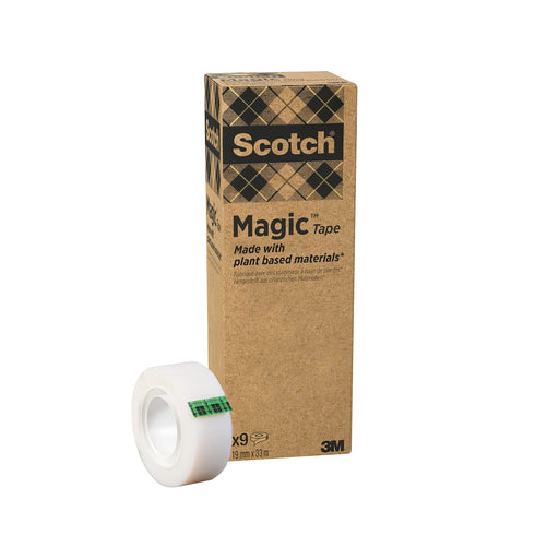 Scotch Magic Tape Transparent 19 mm x 33 m Small Core PP (Polypropylene) Pack of 9