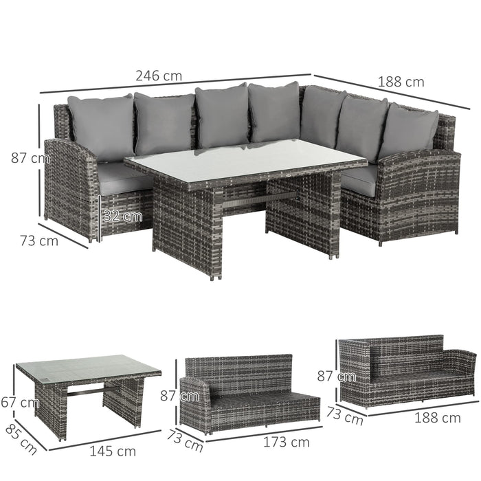 OutSunny Set Dining Set Rattan Grey