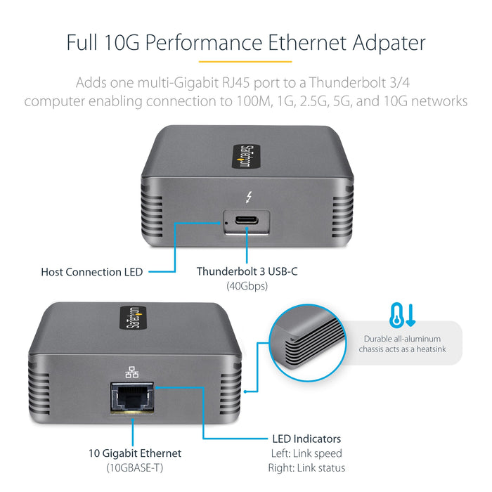 StarTech.com 10G Thunderbolt 3 to RJ45 Ethernet Network Adapter