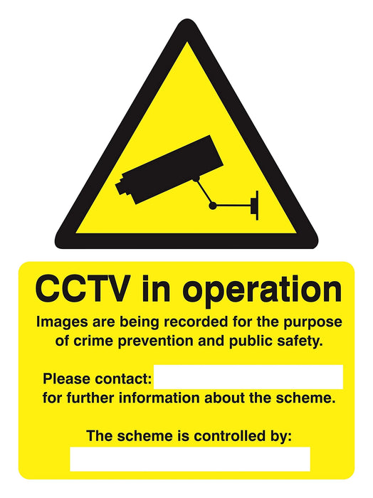 Warning Sign CCTV Plastic 30 x 20 cm