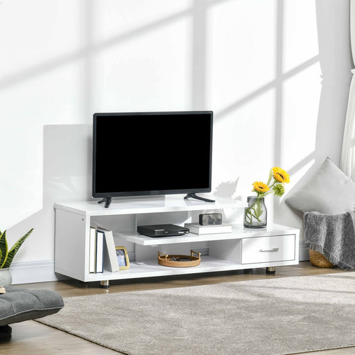 HOMCOM TV Stand Particleboard White 135 x 35 x 41.7 cm