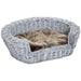 PawHut Wicker Bed Grey 460 mm x 570 mm x 175 mm