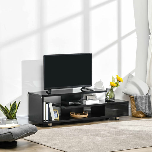 HOMCOM TV Stand Particleboard Black 135 x 35 x 41.7 cm