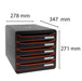 Exacompta Drawer Unit with 5 Drawers Big Box Plastic Black, Tangerine 27.8 x 34.7 x 27.1 cm