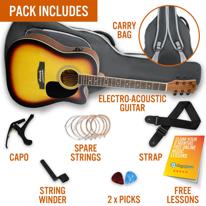 3rd Avenue Electro-Acoustic Guitar Set Sunburst