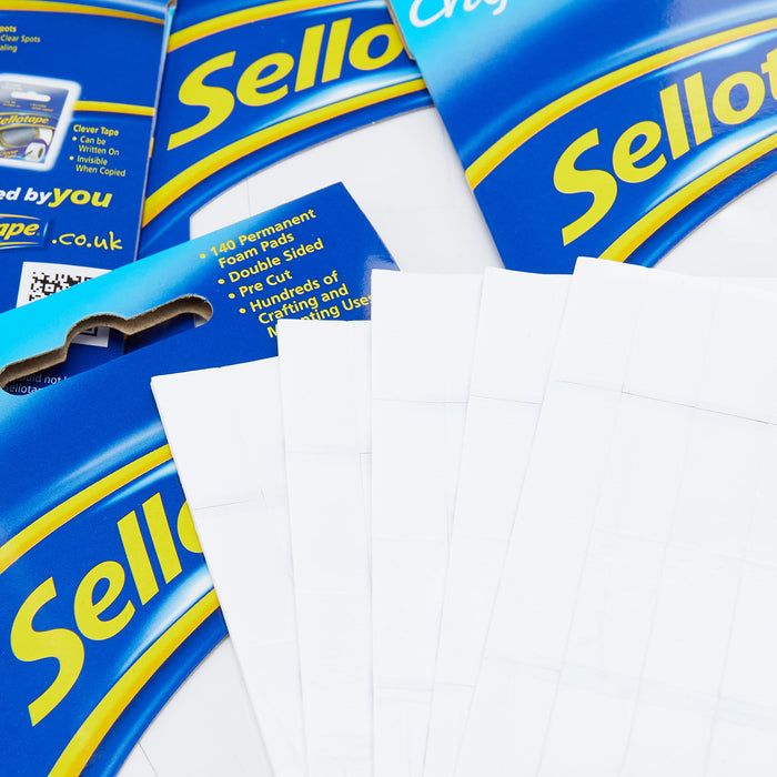 Sellotape 140 Sticky Fixers Permanent Double Sided Pads 12mm x 25mm (Pack 6) - 1445422