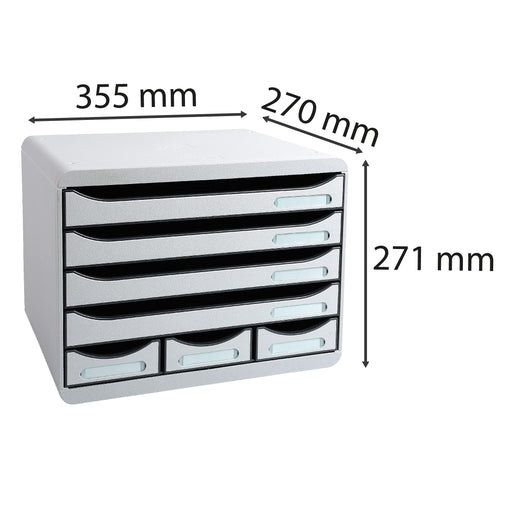 Exacompta Drawer Unit with 7 Drawers Store-Box Mini Plastic Light Grey 35.5 x 27 x 27.1 cm