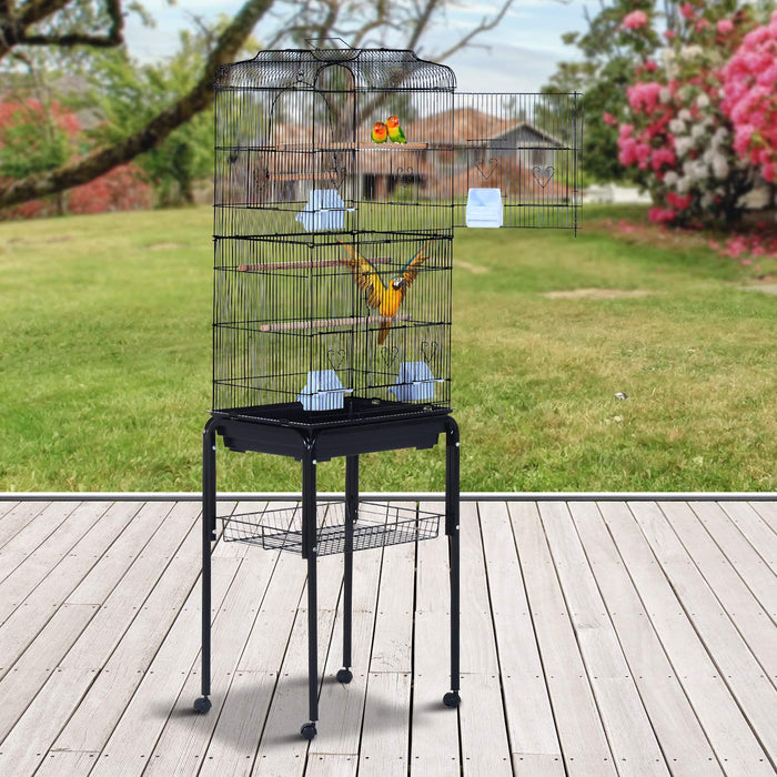 PawHut Bird Cage Black 370 mm x 475 mm x 1530 mm