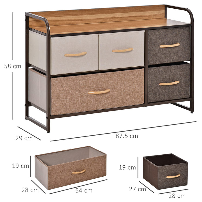 HOMCOM Storage Chest Linen, Steel, MDF (Medium-Density Fibreboard) Multicolour 87.5 x 29 x 5.8 cm