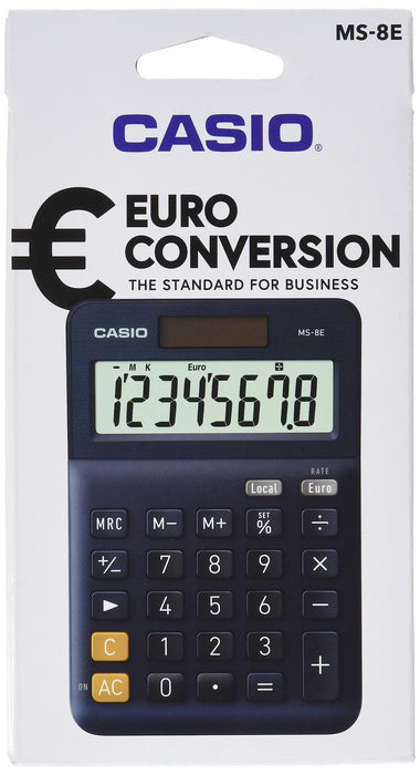 Casio MS-8E Desktop Calculator 8 Digit LCD Display Navy Blue