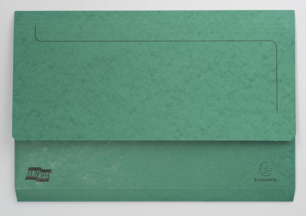 Exacompta Europa Document Wallet 4793Z A4, Foolscap Mottled Pressboard 35.7 (W) x 0.3 (D) x 24.5 (H) cm Green Pack of 25