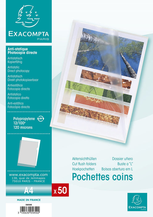 Exacompta Cut Flush Folder 5850E Transparent PP (Polypropylene) 120 Microns Pack of 500