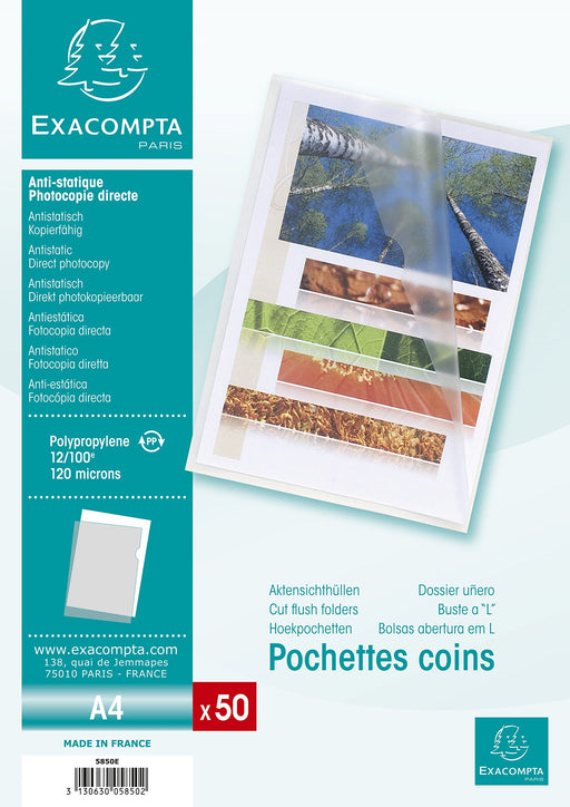 Exacompta Cut Flush Folder 5850E Transparent PP (Polypropylene) 120 Microns Pack of 500