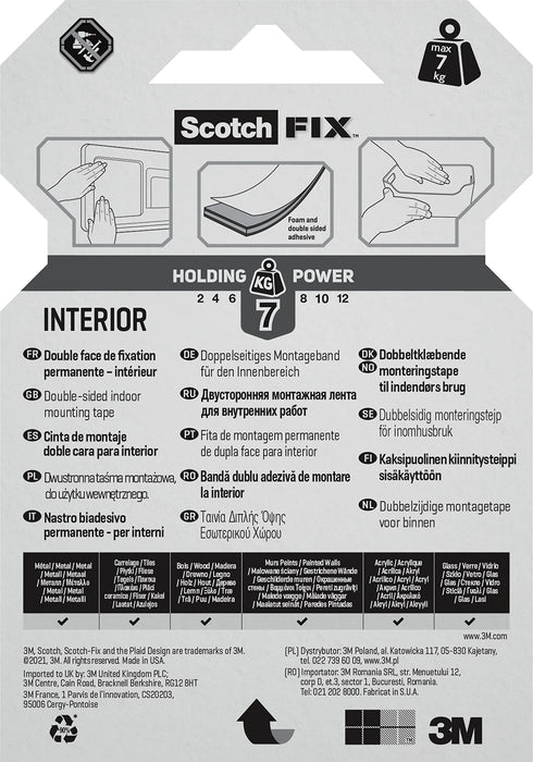 Scotch-Fix Mounting Tape Interior White 19 mm x 1.5 m