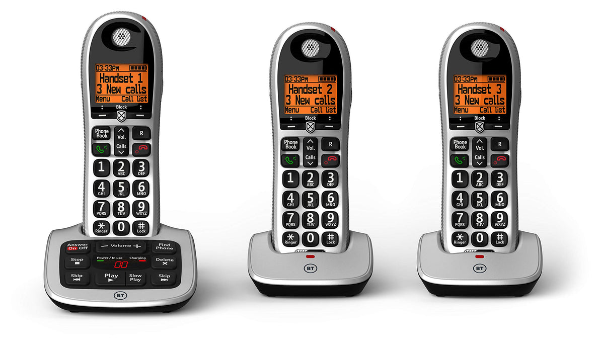 BT BT4600 Trio Cordless Telephone Black Pack of 3