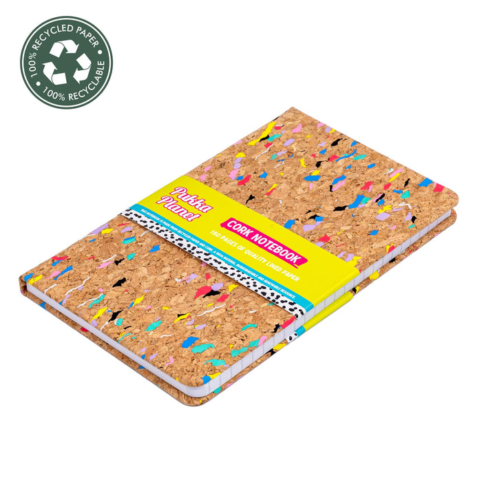 Pukka Planet Cork Softcover Notebook 215 x 135mm 160 Page 8mm Lined 80gsm Recycled FSC Paper - 9855-SPP