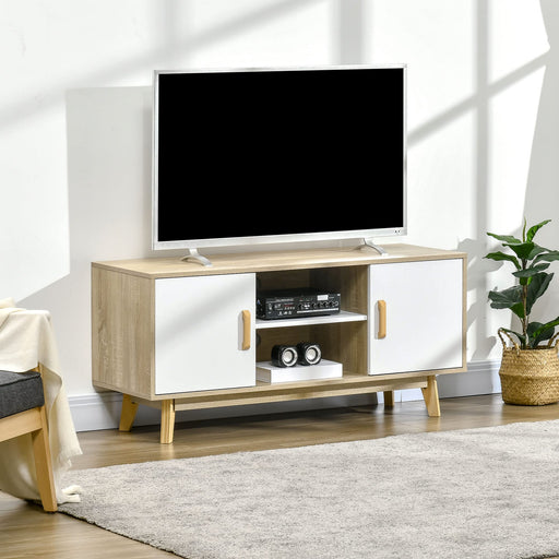 HOMCOM TV Stand Particle Board, Pine Wood Natural wood finish 120 x 40 x 55 cm