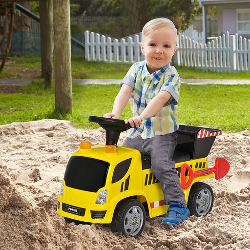 HOMCOM Ride On Car Kids Truck Storage with Tipping Bucket Yellow