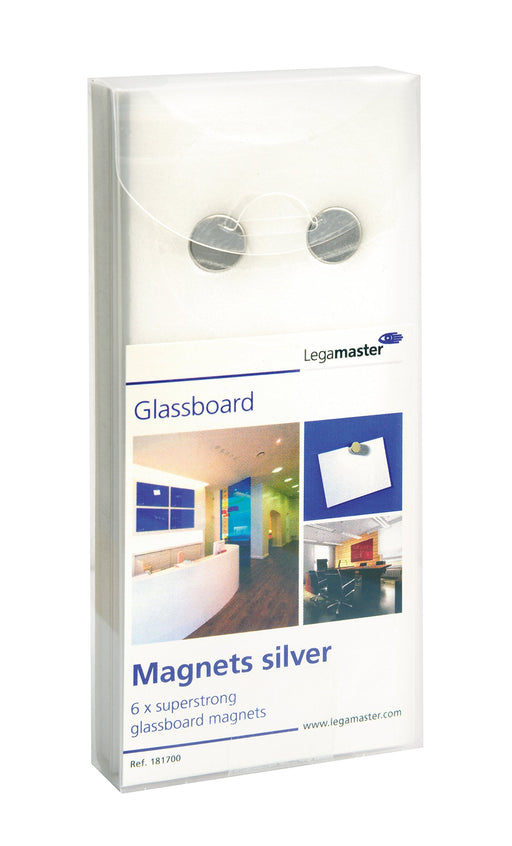 Legamaster Glassboard Magnets 7-181700 Silver Pack of 6