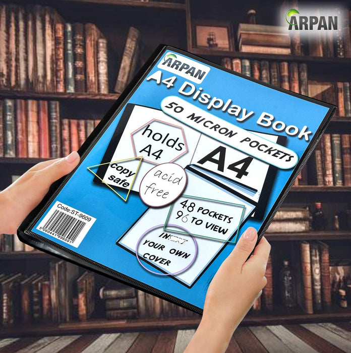 ARPAN Display Book A4 Black 48 Pockets Polypropylene 24 x 30 x 1 cm