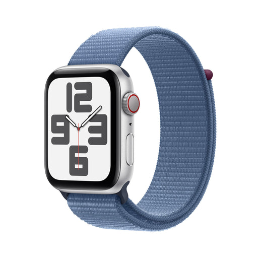 Apple Watch SE (GPS + Cellular) - 2nd generation - 44 mm - silver aluminium - smart watch with sport loop - textile - winter blue - 32 GB - LTE, Wi-Fi 4, Bluetooth - 4G - 33 g