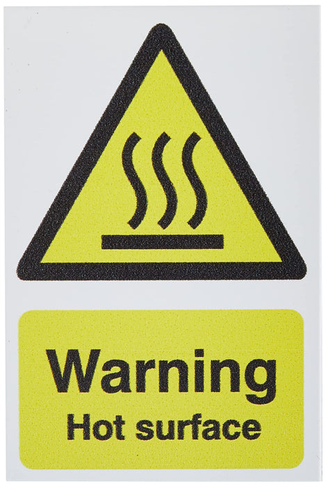 Warning Sign Hot Surface Plastic Yellow, Black 7.5 x 5 cm