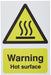 Warning Sign Hot Surface Plastic Yellow, Black 7.5 x 5 cm