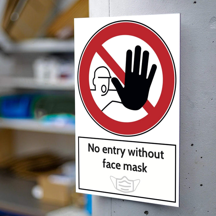 Trodat Health and Safety Sign No entry without face mask Aluminium 20 x 30 cm