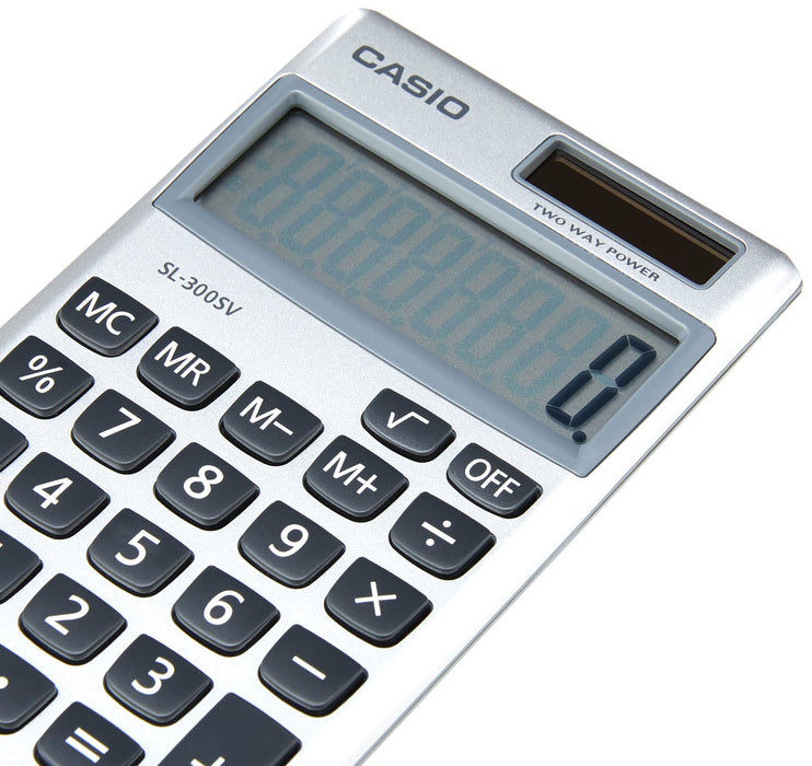 Casio Pocket Calculator SL-300SV 8 Digit Display Silver