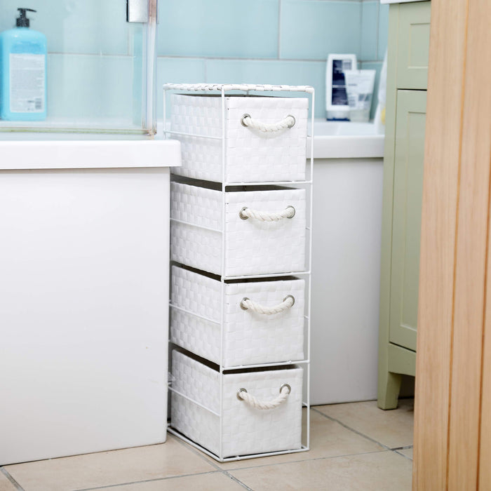 ARPAN Storage Cabinet with 4 Drawers Polypropelene White 18 x 25 x 65 cm