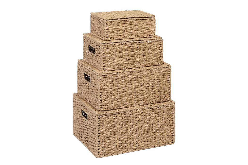 ARPAN Storage Basket Paper Rope Brown 36 x 28 x 18.5 cm Set of 4