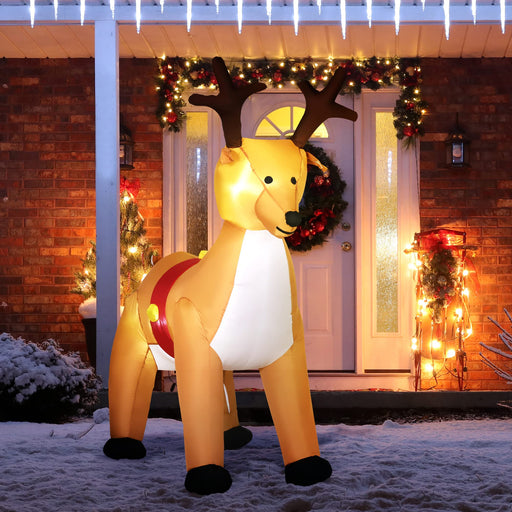 HOMCOM Christmas Reindeer Inflatable Yellow