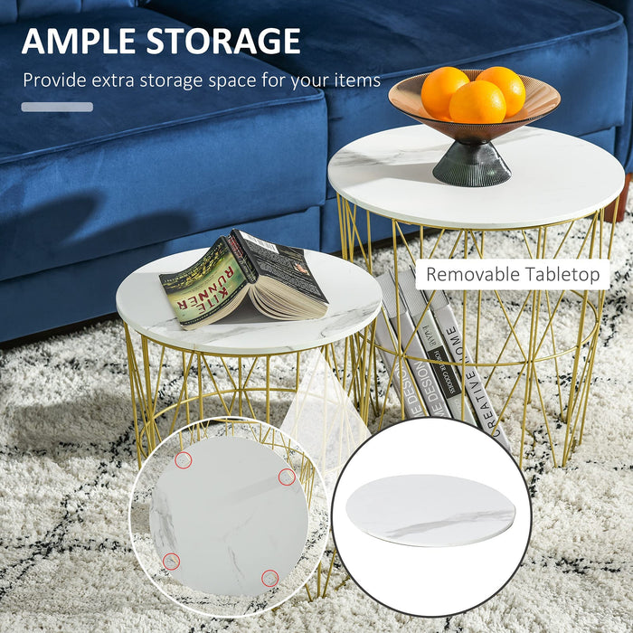 HOMCOM Round Nesting Side Tables Pack of 2