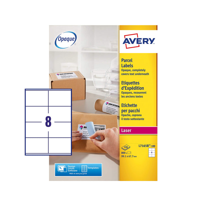 Avery Laser Address Labels L7165B-100 Yes A4 White 6.77 x 9.91 cm 100 Sheets of 8 Labels