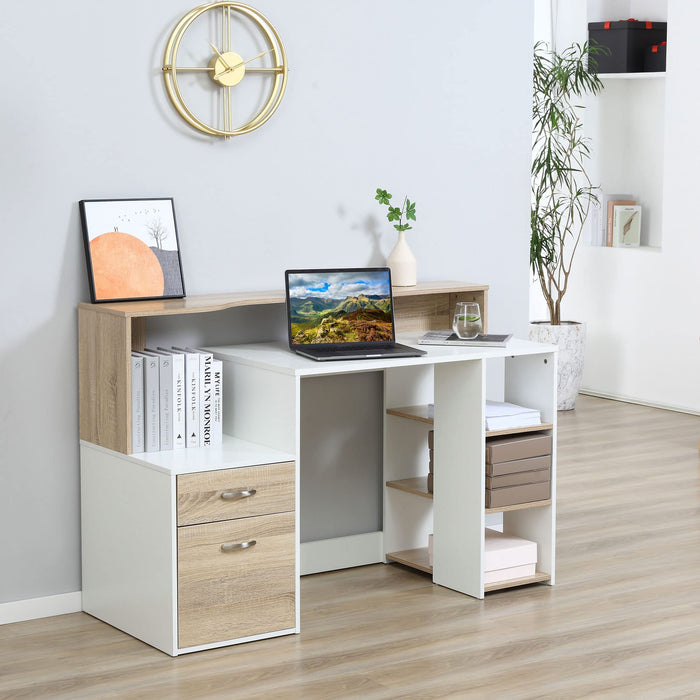 HOMCOM Desk with Shelves x 1370 x 550 mm Oak