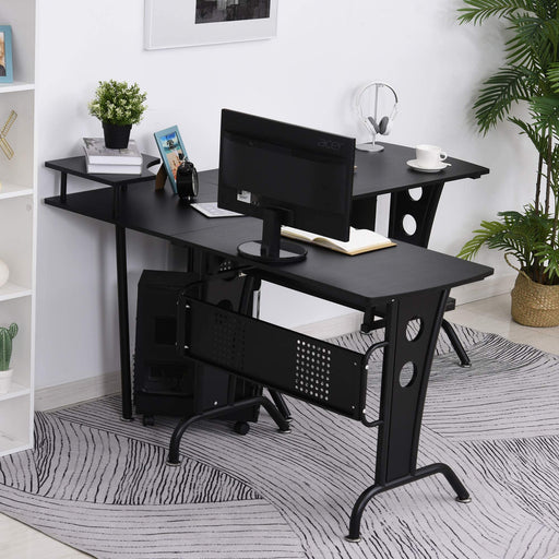 HOMCOM L-shape Computer Desk Black 1,450 x 865 mm