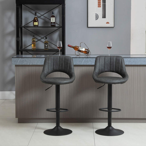 HOMCOM Bar Stool Leather Grey Pack of 2