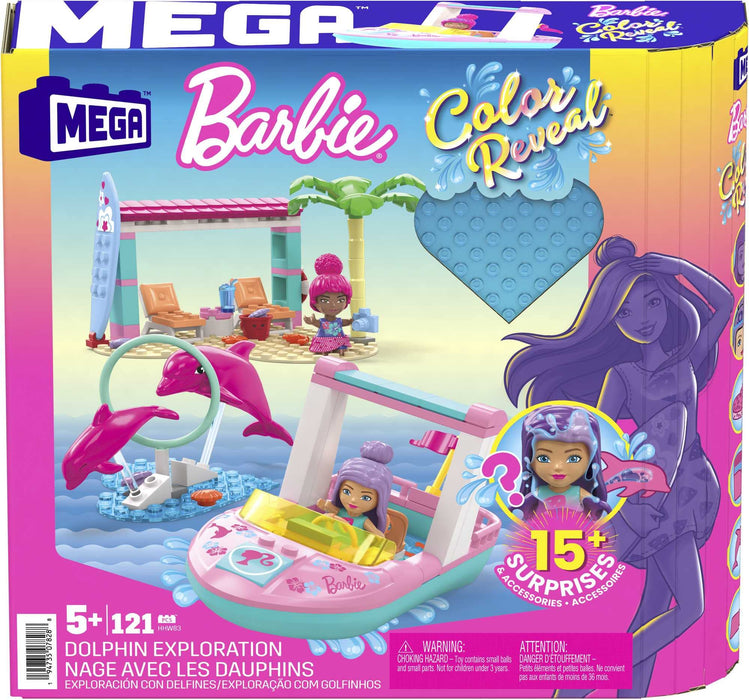 MEGA Construx Barbie Colour Reveal Dolphin Exploration Building Set //HHW83