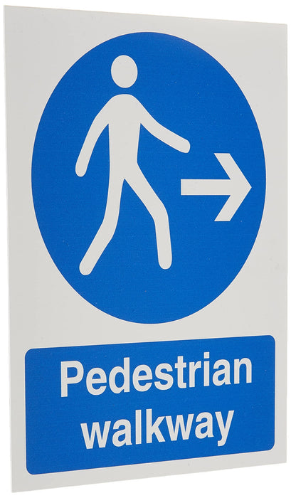 Mandatory Sign Pedestrian Walkway with Right Arrow Plastic 20 x 15 cm