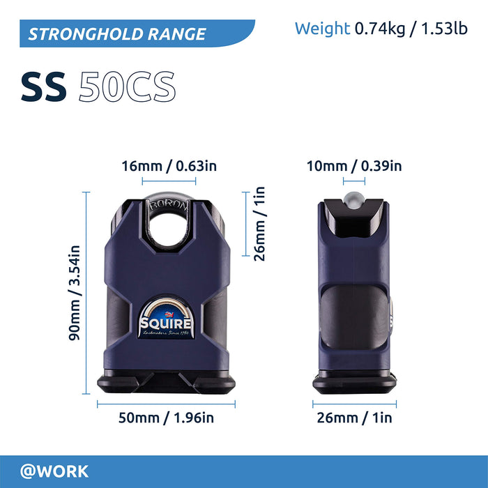 SQUIRE Padlock SS50CS Hardened Borron Alloy